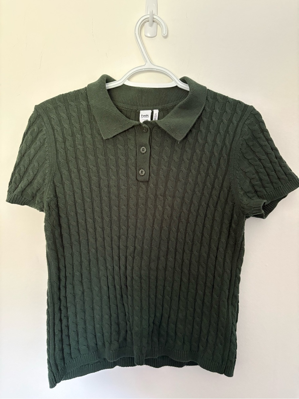 twik Olive Green Short-Sleeve Polo Sweater